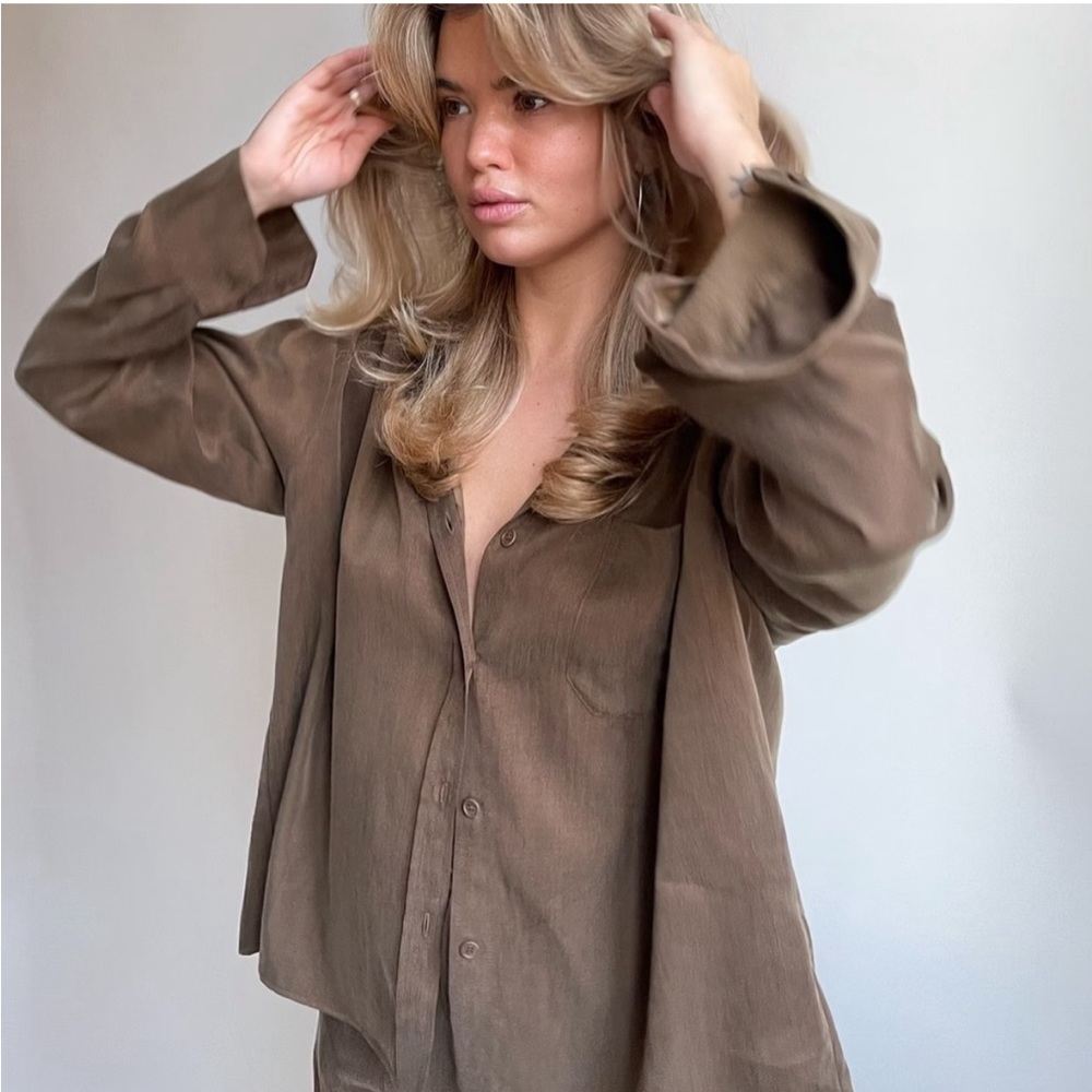 Djerf Ave mocha button down - never worn originally $180